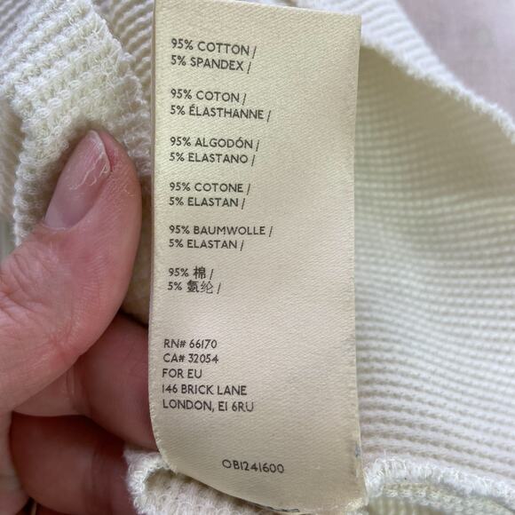 Anthropologie Novia Jonatan Be Strong Thermal Graphic Top Sz S Ivory Waffle Knit - Picture 3 of 9